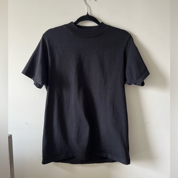 Les Tien Heavyweight Mock Neck Tee in Black - Picture 1 of 14